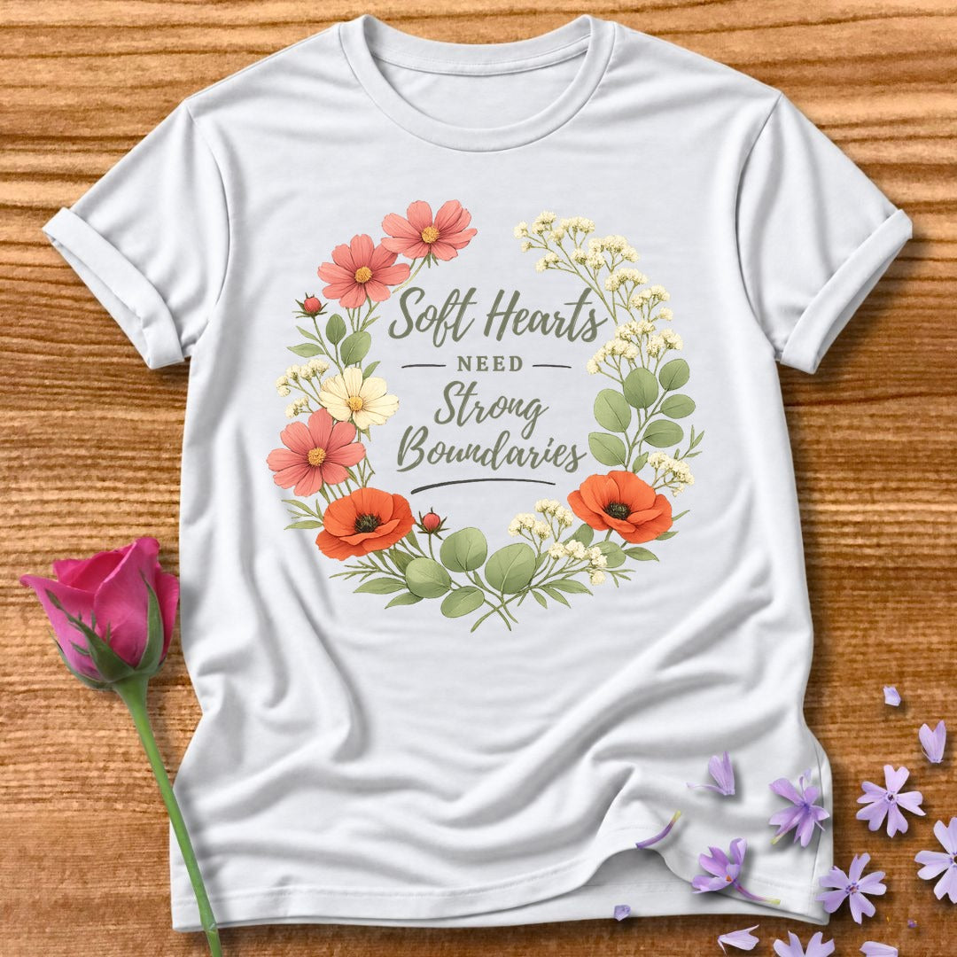 Soft Hearts Need Strong Boundaries — Floral Wreath in White