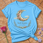 Soft Hearts Survive Storms — Floral Moon Graphic Tee in Sky