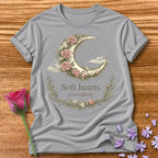 Soft Hearts Survive Storms — Floral Moon Graphic Tee in Sport Grey