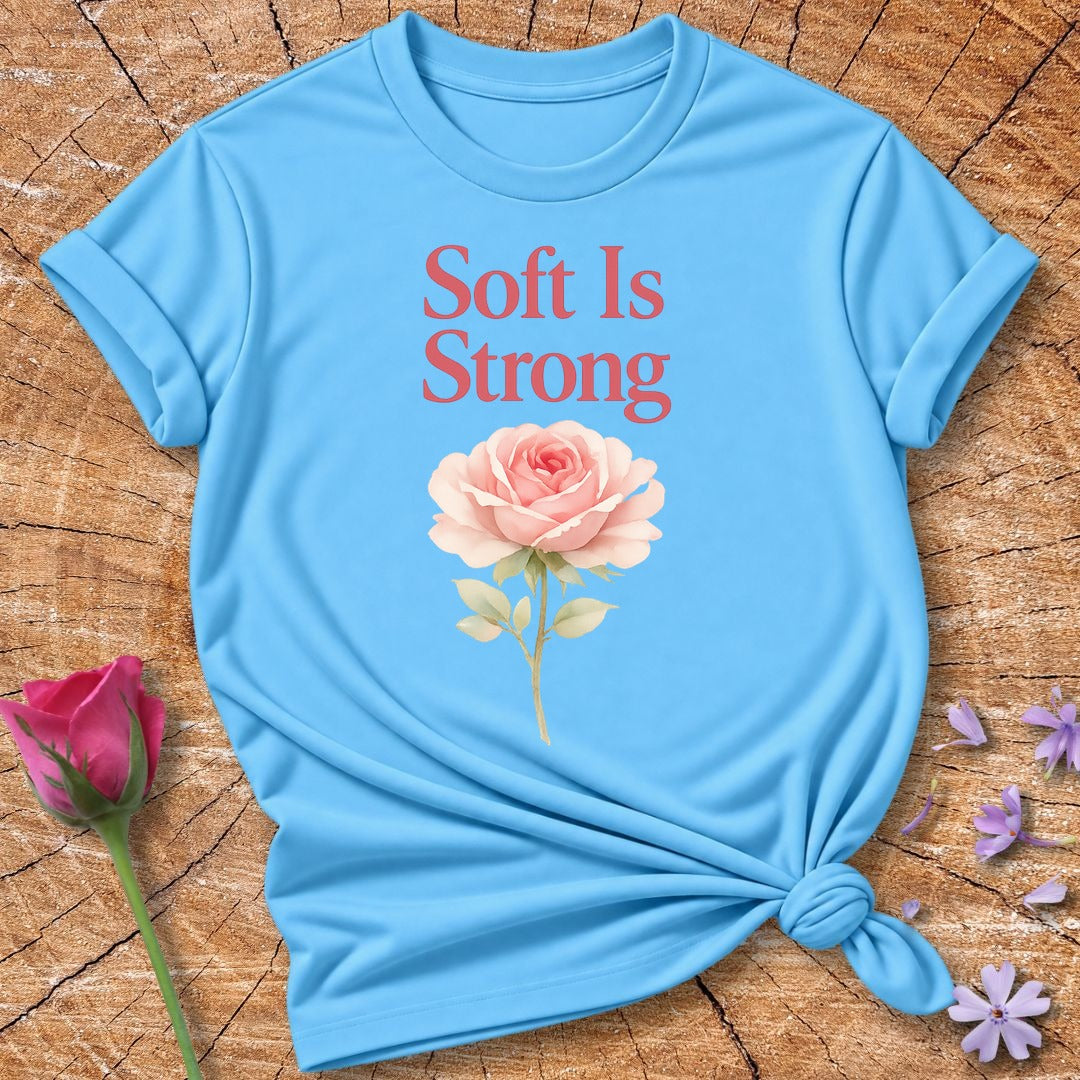 Soft Is Strong — Watercolor Rose Botanical in Sky