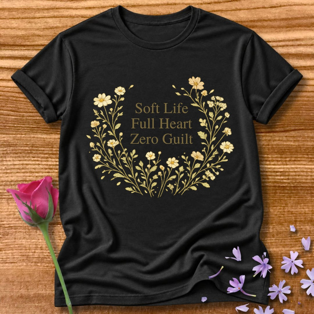 Soft Life. Full Heart. Zero Guilt — Wildflower Botanical in Black