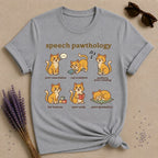 Speech Pawthology — Funny Cat Pun Graphic T-Shirt for Women in Sport Grey