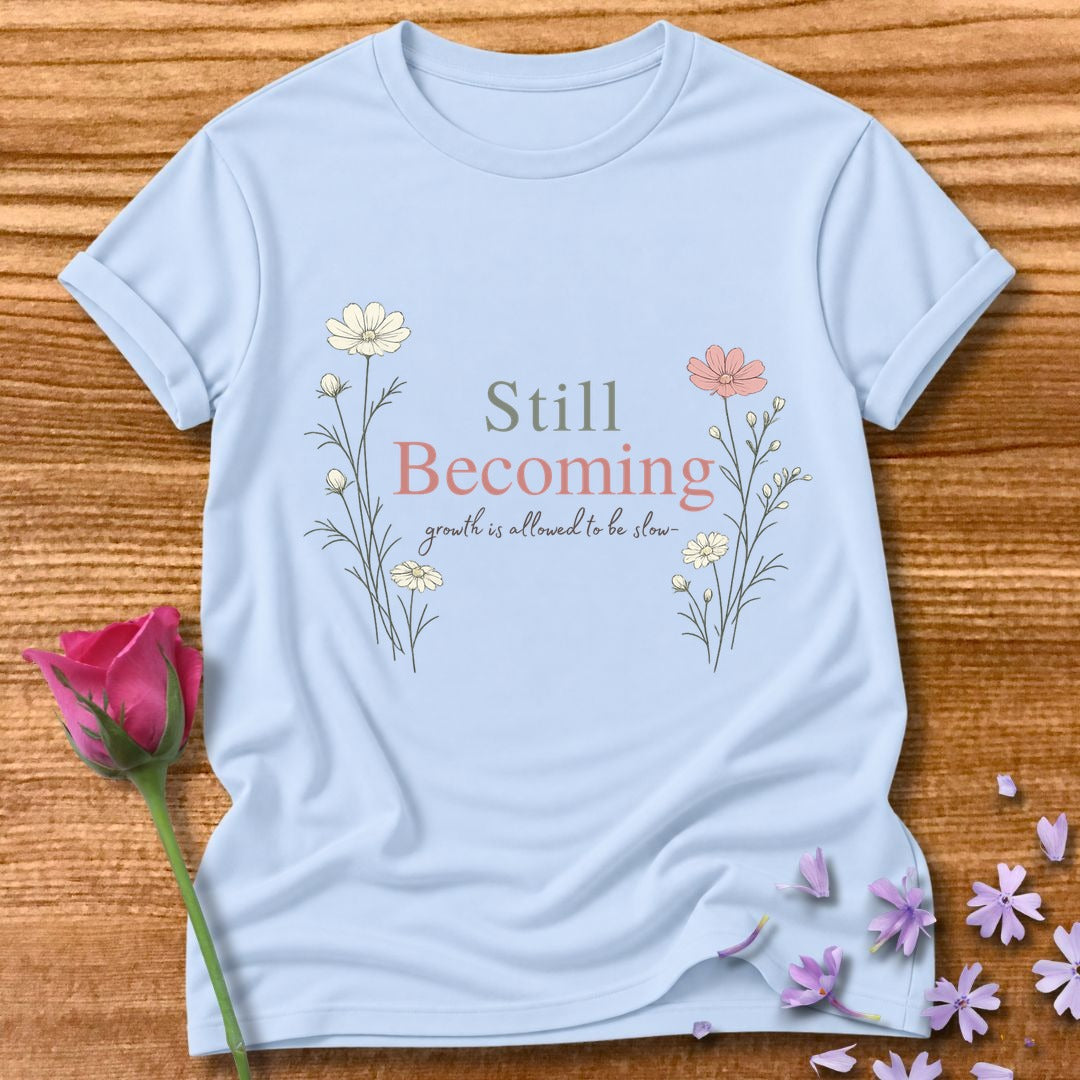 Still Becoming — Growth Is Allowed to Be Slow — Botanical in Light Blue