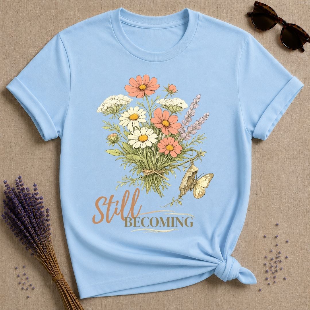 Still Becoming wildflower statement tee for women