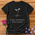 Still Growing Still Quiet — Botanical Seedling Minimalist in Black
