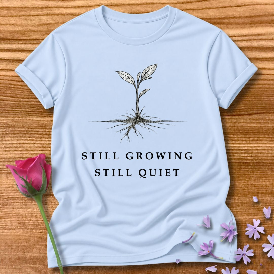 Still Growing Still Quiet — Botanical Seedling Minimalist in Light Blue