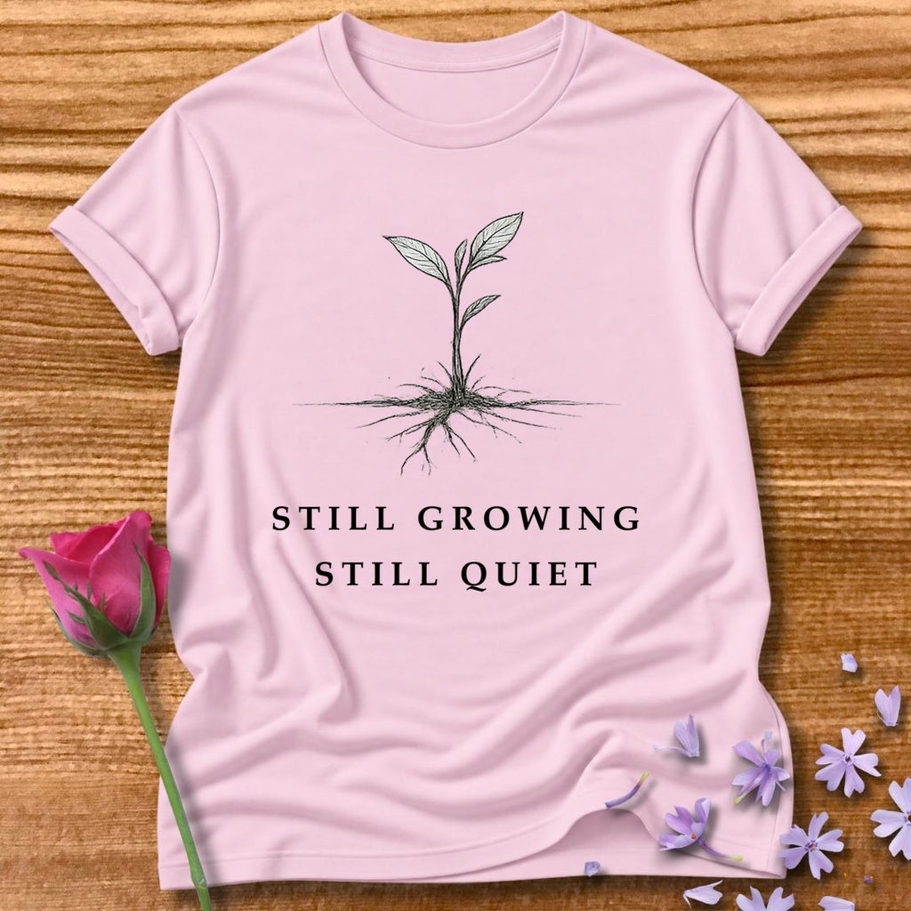 Still Growing Still Quiet — Botanical Seedling Minimalist in Light Pink