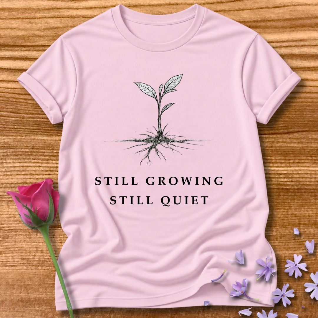 Still Growing Still Quiet — Botanical Seedling Minimalist in Light Pink