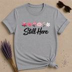 Still Here — Watercolor Wildflower Row T-Shirt for Women in Sport Grey