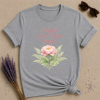 Tender Doesn't Mean Fragile — Watercolor Peony Botanical T-Shirt for Women in Sport Grey