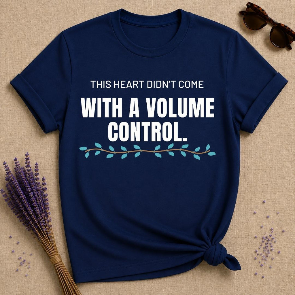 This Heart Didn't Come With A Volume Control — Botanical Vine T-Shirt for Women in Navy