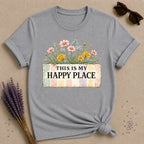 This Is My Happy Place — Wildflower Bouquet Stripe T-Shirt for Women in Sport Grey