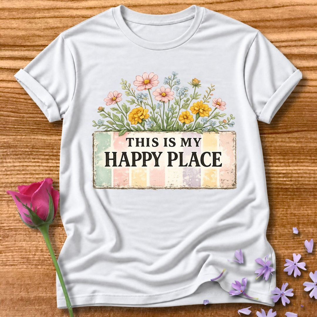 This Is My Happy Place — Wildflower Bouquet Stripe in White