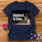 Unbothered By Choice — Photorealistic Cat Night Graphic in Navy