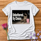 Unbothered By Choice — Photorealistic Cat Night Graphic in White