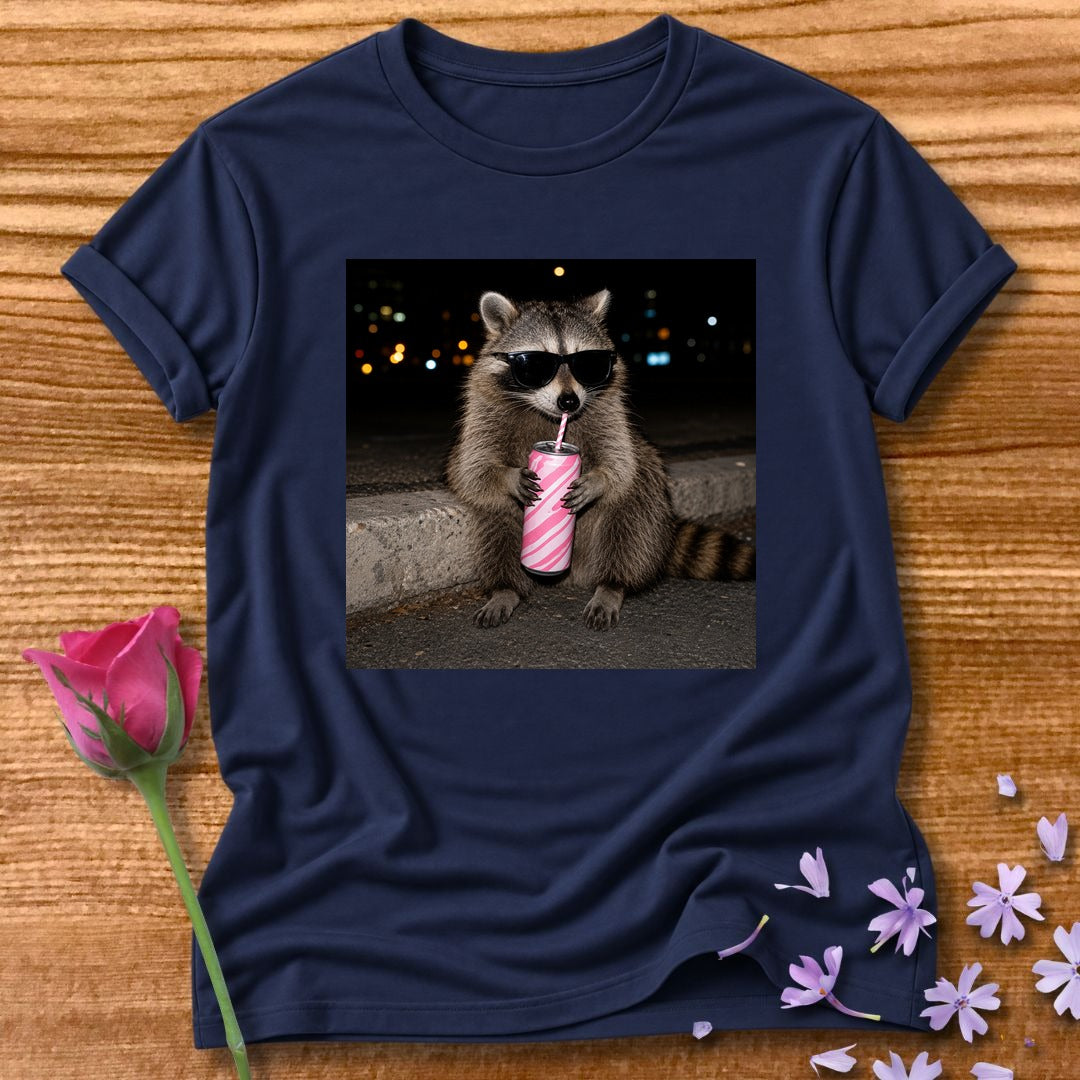 Unbothered By Choice — Photorealistic Raccoon Night Graphic in Navy