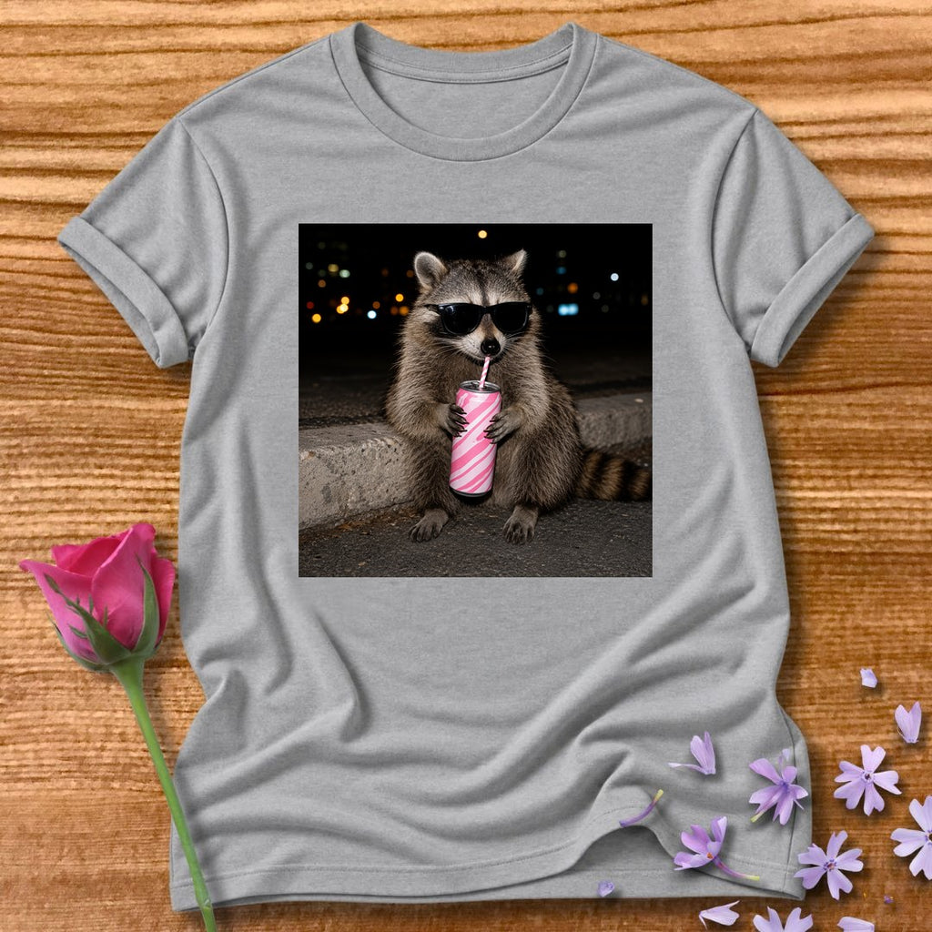 Unbothered By Choice — Photorealistic Raccoon Night Graphic in Sport Grey