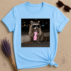 Unbothered By Choice — Photorealistic Raccoon Night Graphic T-Shirt for Women in Sky