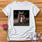 Unbothered By Choice — Photorealistic Raccoon Night Graphic in White