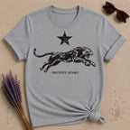 Unbothered Untamed — Washed Out Vintage Panther T-Shirt for Women in Sport Grey