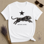 Unbothered Untamed — Washed Out Vintage Panther T-Shirt for Women in White