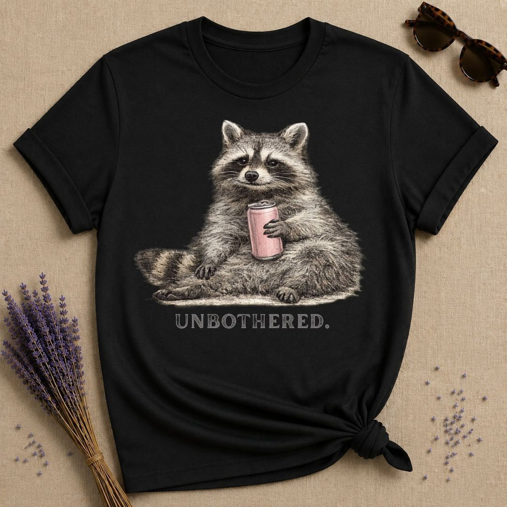 Unbothered — Washed Out Raccoon Vintage T-Shirt for Women in Black