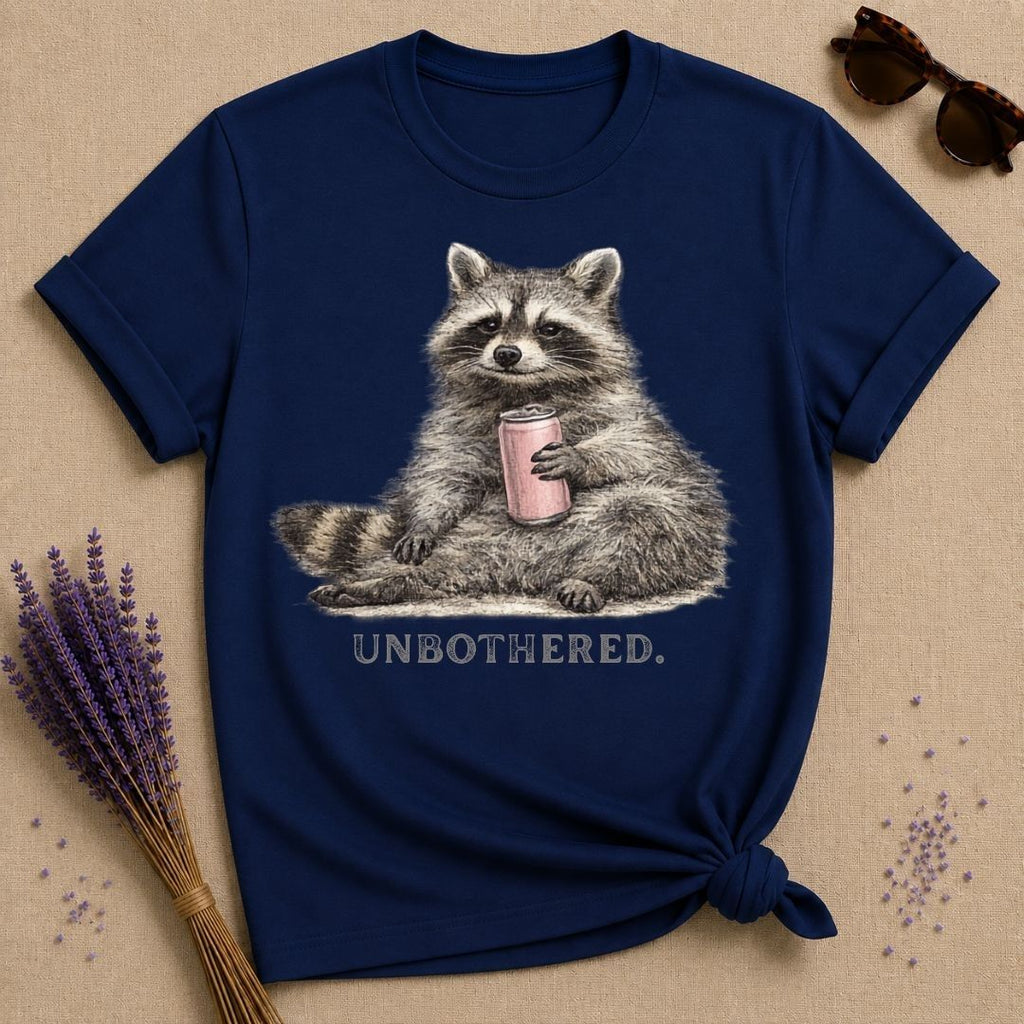 Unbothered — Washed Out Raccoon Vintage T-Shirt for Women in Navy