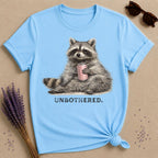 Unbothered — Washed Out Raccoon Vintage T-Shirt for Women in Sky