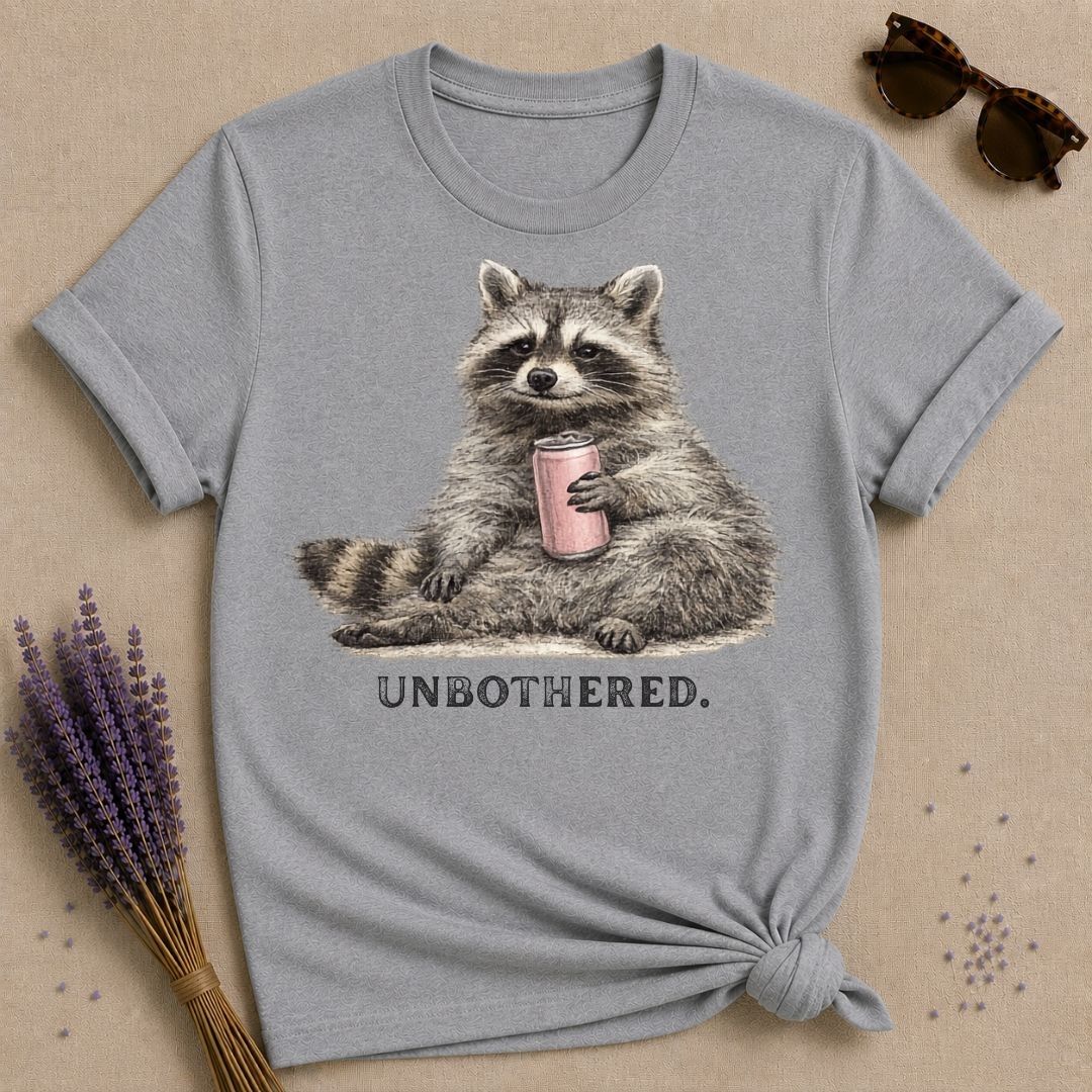 Unbothered — Washed Out Raccoon Vintage T-Shirt for Women in Sport Grey
