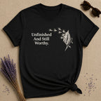 Unfinished and Still Worthy — Milkweed Botanical T-Shirt for Women in Black
