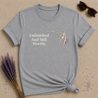 Unfinished and Still Worthy — Milkweed Botanical T-Shirt for Women in Sport Grey