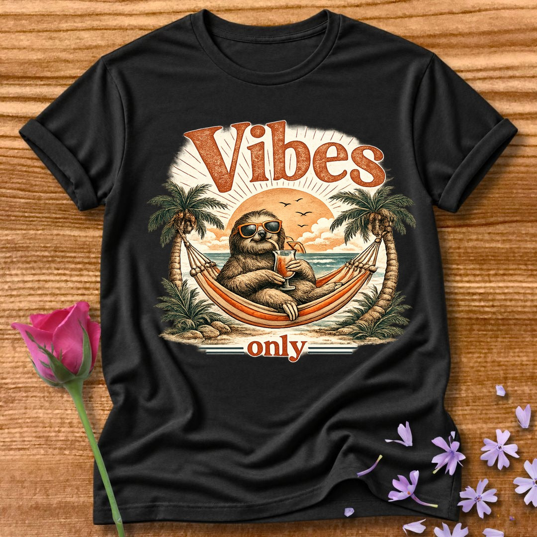 Vibes Only — Vintage Travel Poster Sloth in Black