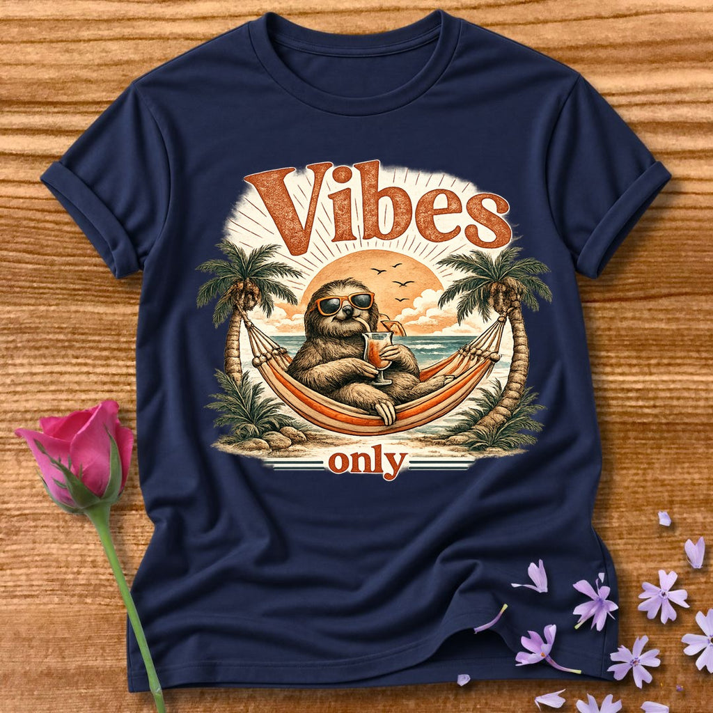 Vibes Only — Vintage Travel Poster Sloth in Navy