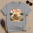 Vibes Only — Vintage Travel Poster Sloth T-Shirt for Women in Sport Grey