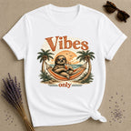 Vibes Only — Vintage Travel Poster Sloth T-Shirt for Women in White
