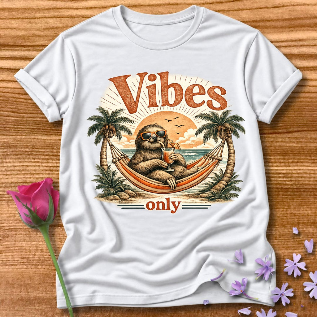 Vibes Only — Vintage Travel Poster Sloth in White