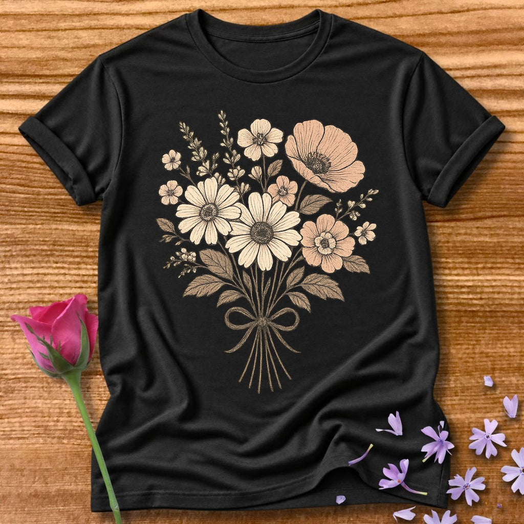 Vintage Wildflower — Botanical Floral Graphic in Black