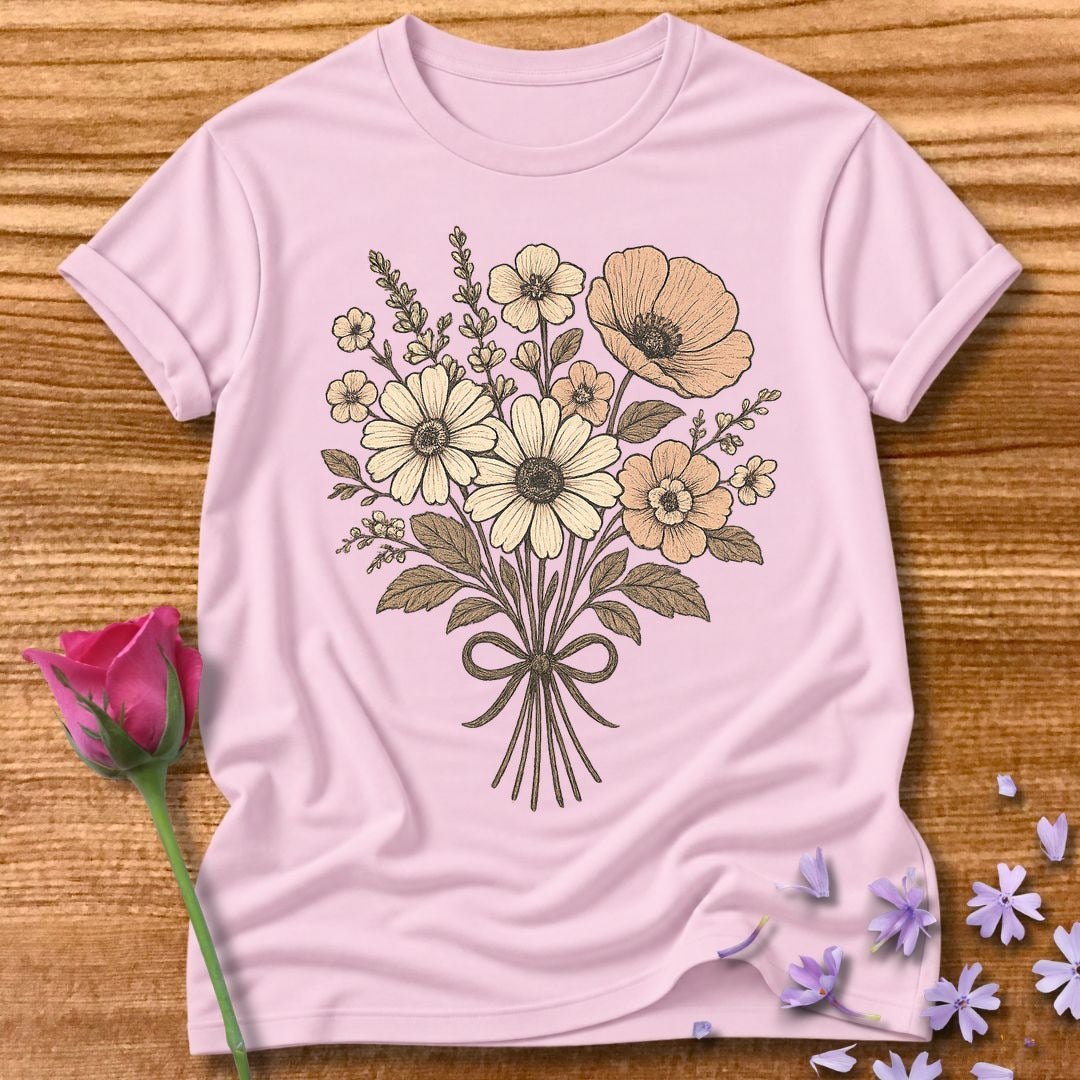 Vintage Wildflower — Botanical Floral Graphic in Light Pink