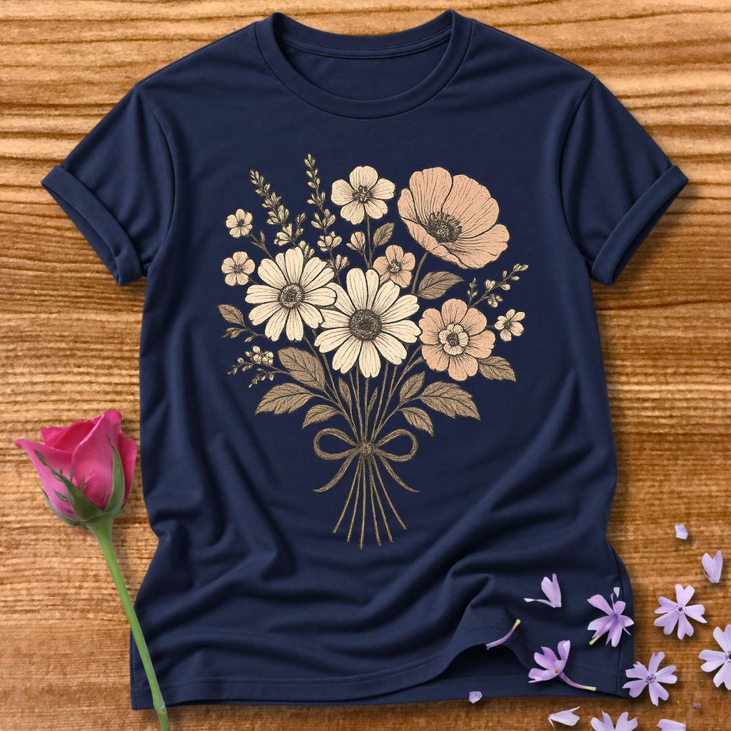 Vintage Wildflower — Botanical Floral Graphic in Navy