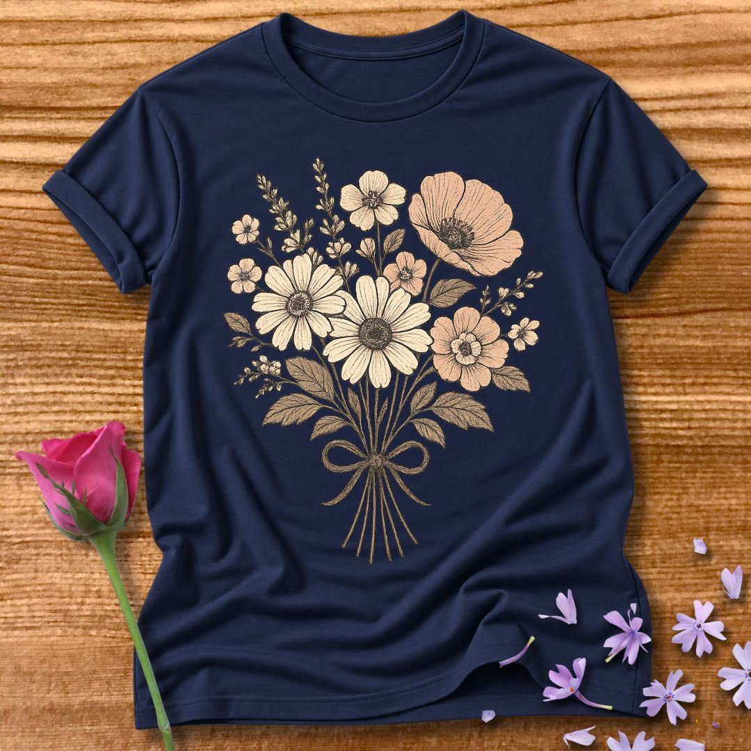 Vintage Wildflower — Botanical Floral Graphic in Navy