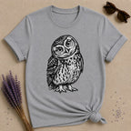 Wide-Eyed Owl — Washed Out Vintage T-Shirt for Women in Sport Grey