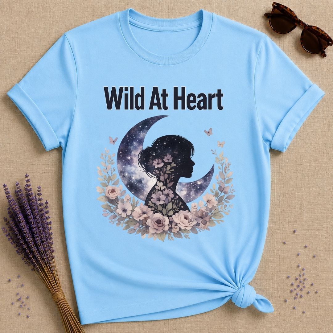 Wild at Heart — Celestial Woman Silhouette T-Shirt for Women in Sky