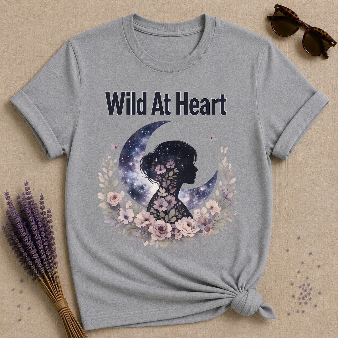 Wild at Heart — Celestial Woman Silhouette T-Shirt for Women in Sport Grey