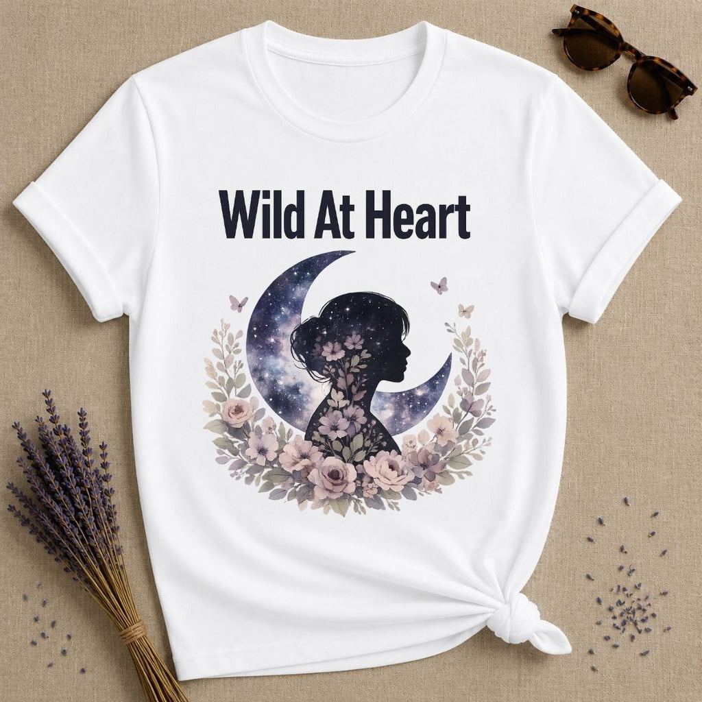 Wild at Heart — Celestial Woman Silhouette T-Shirt for Women in White
