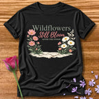 Wildflowers Still Bloom After the Storm Botanical Graphic Tee in Black