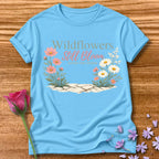 Wildflowers Still Bloom After the Storm Botanical Graphic Tee in Sky
