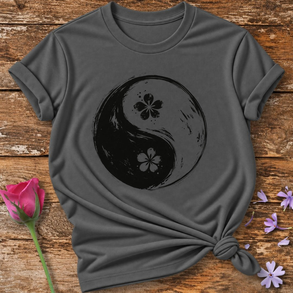Yin-Yang Floral T-Shirt in Charcoal