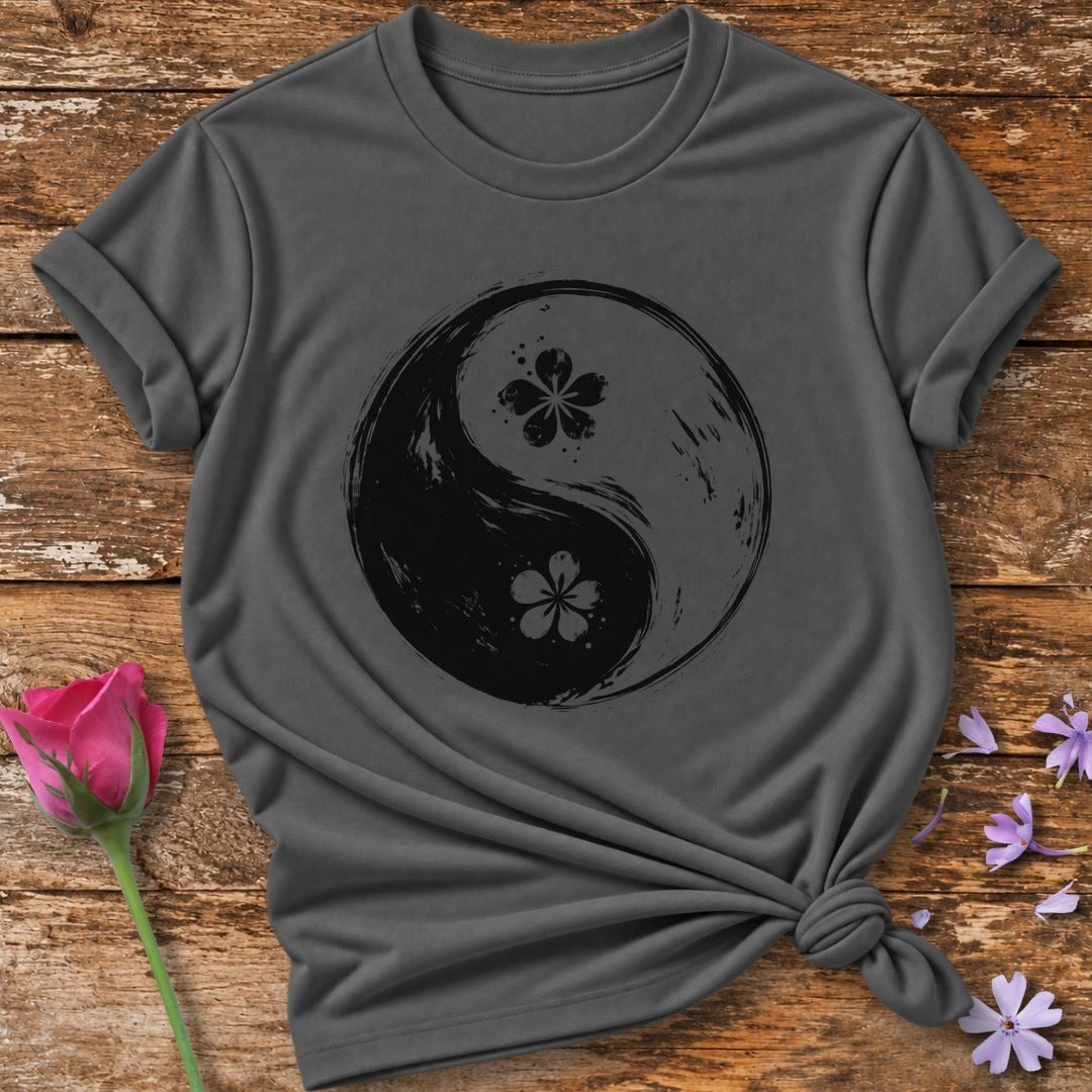 Yin-Yang Floral T-Shirt in Charcoal