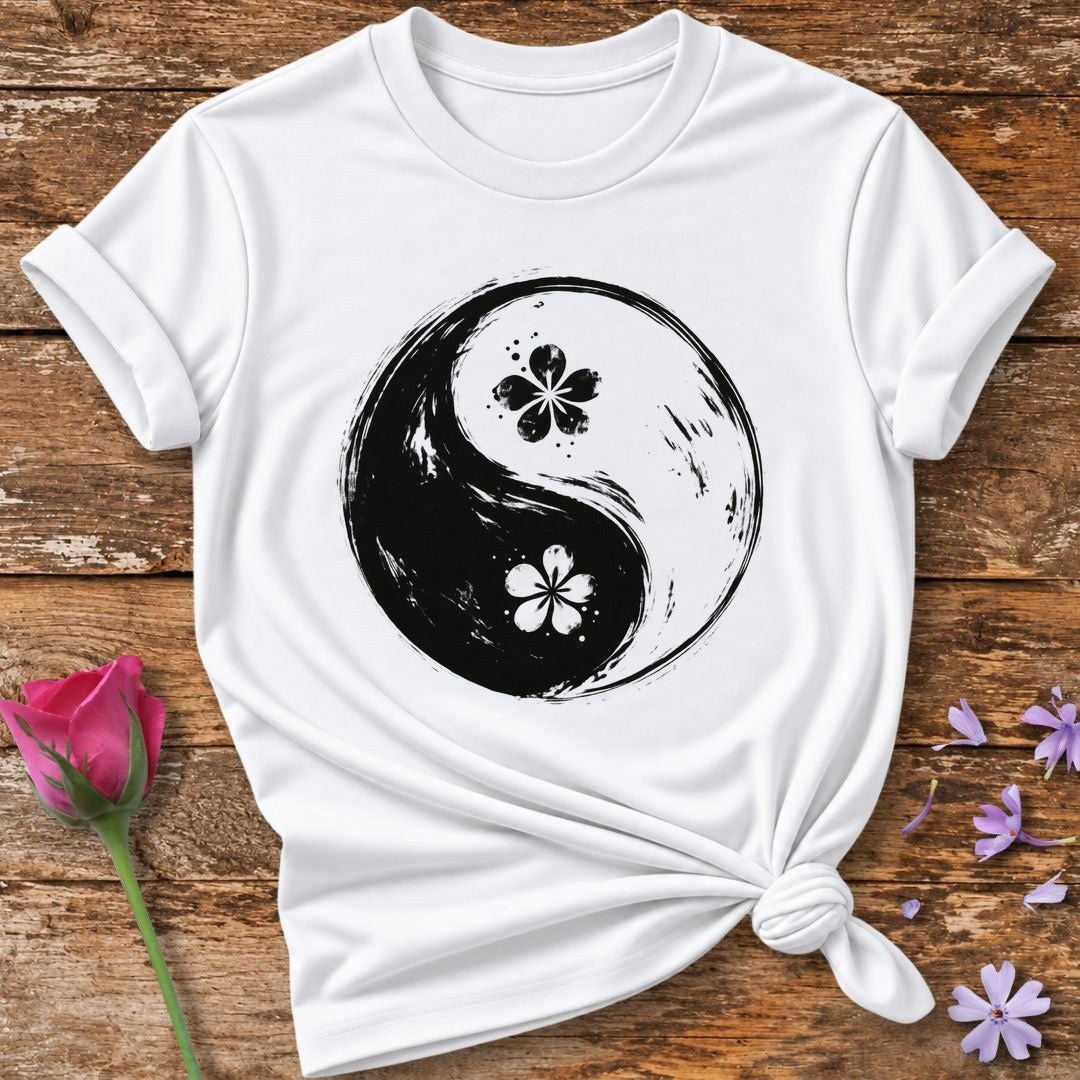 Yin-Yang Floral T-Shirt in White