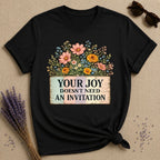 Your Joy Doesn't Need an Invitation — Wildflower Bouquet T-Shirt for Women in Black